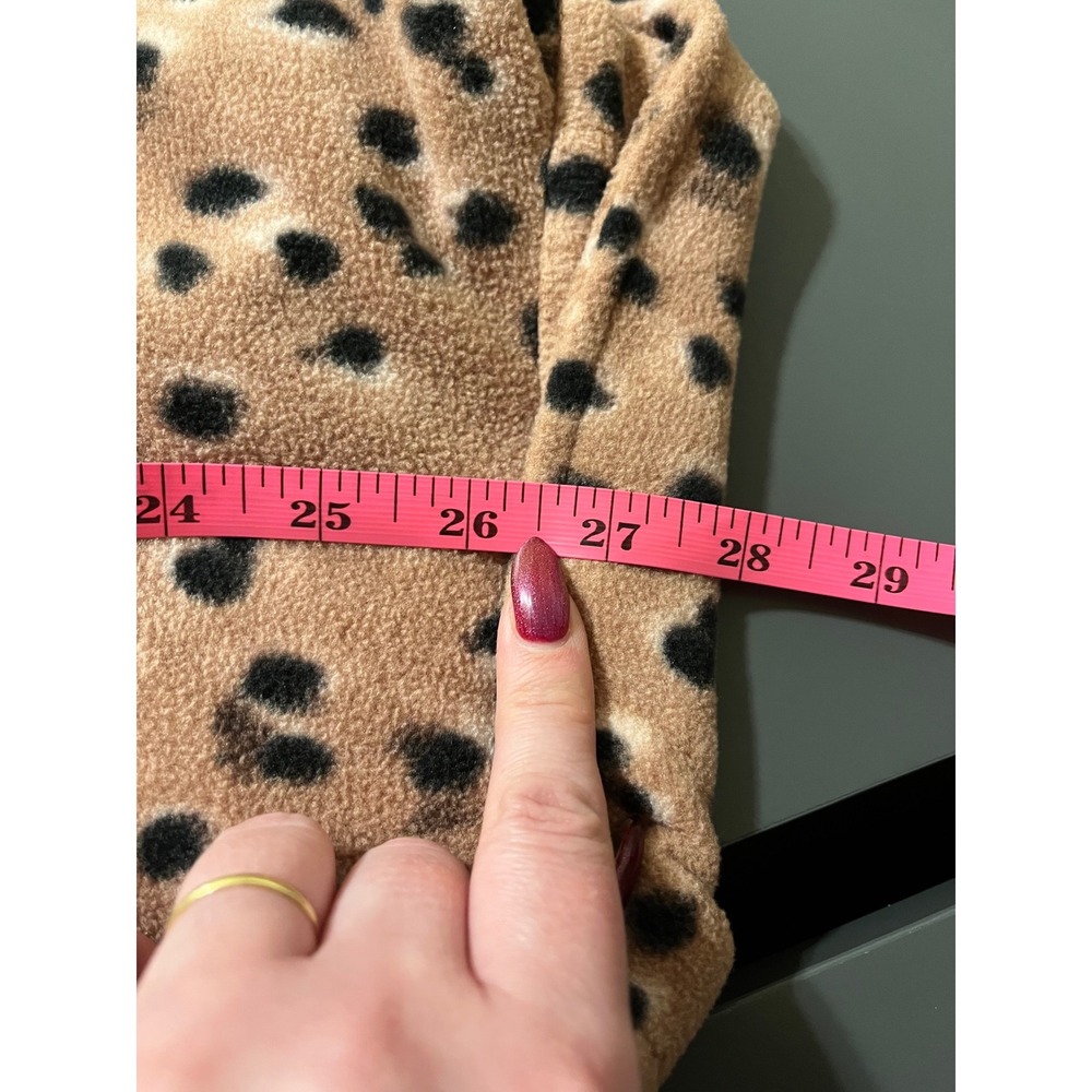 Lands End Women's‎ Fleece Quarter Zip Pullover Leopard Animal Print Cozy Top M - Picture 7 of 7